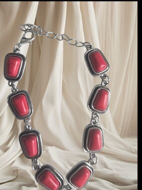 Red Statement Link Necklace